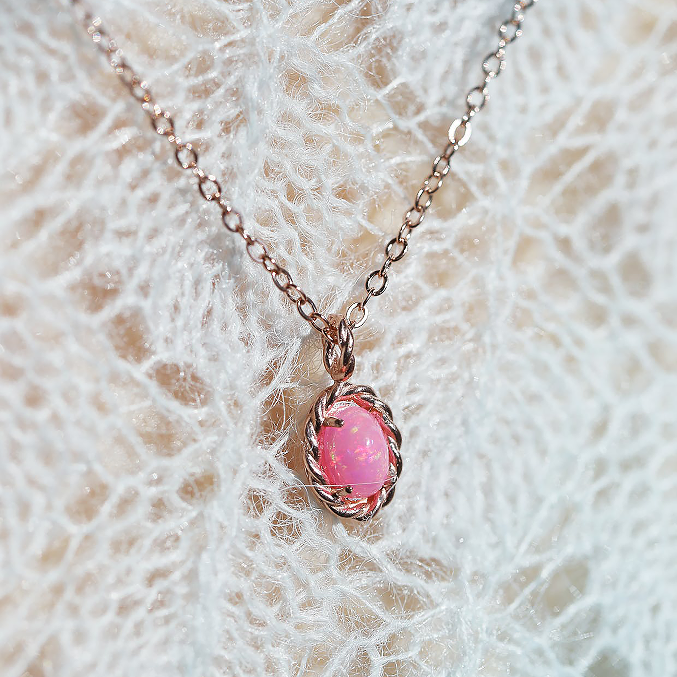 Ar님 Pink blossom opal 14k necklace
